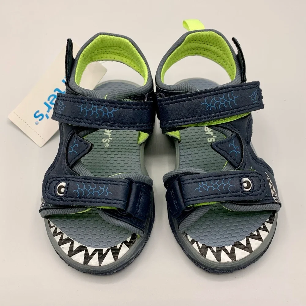 Carter’s Boys Blue Light Up Shark Sandals Toddler Size 5